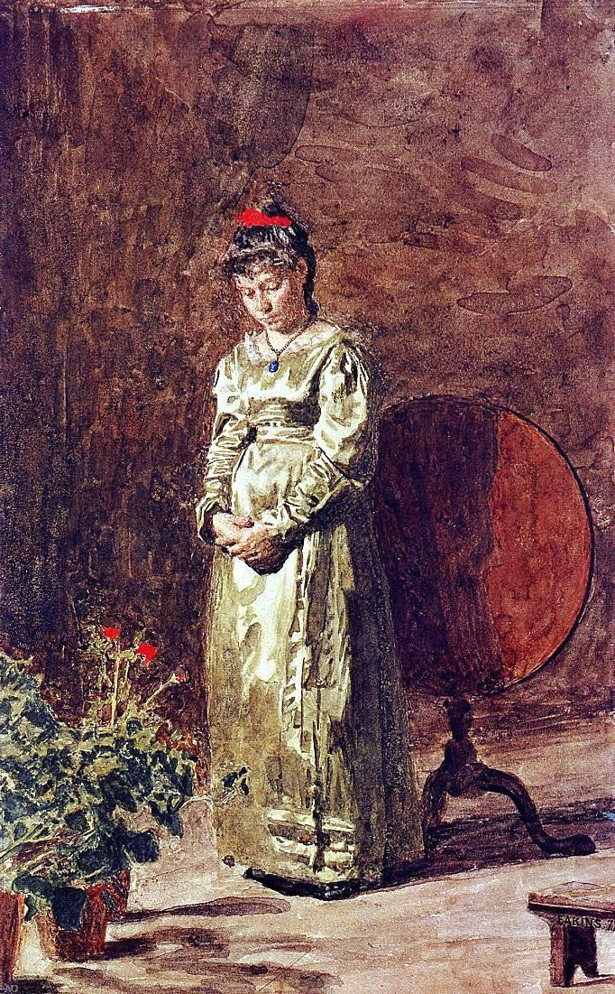 Thomas Eakins Young Girl Meditating - Hand Painted Oil Painting