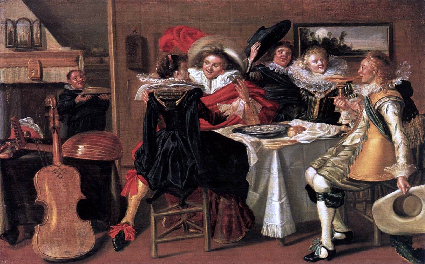  Dirck Hals Merry Company at Table - Hand Painted Oil Painting