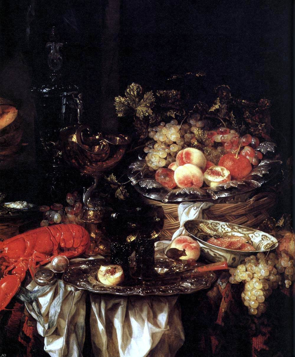 Abraham Van Beyeren Banquet Still-Life with a Mouse (detail) - Hand Painted Oil Painting