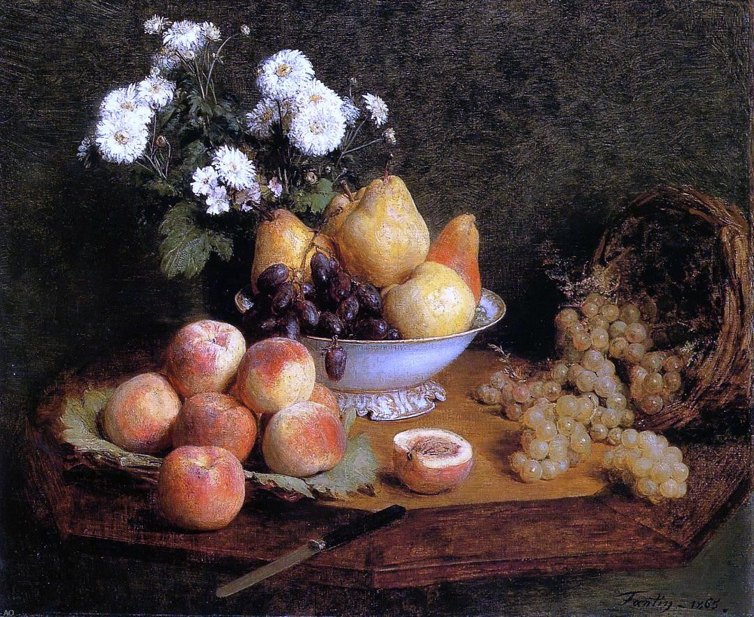 Henri Fantin-Latour Flowers and Fruit on a Table - Hand Painted Oil Painting