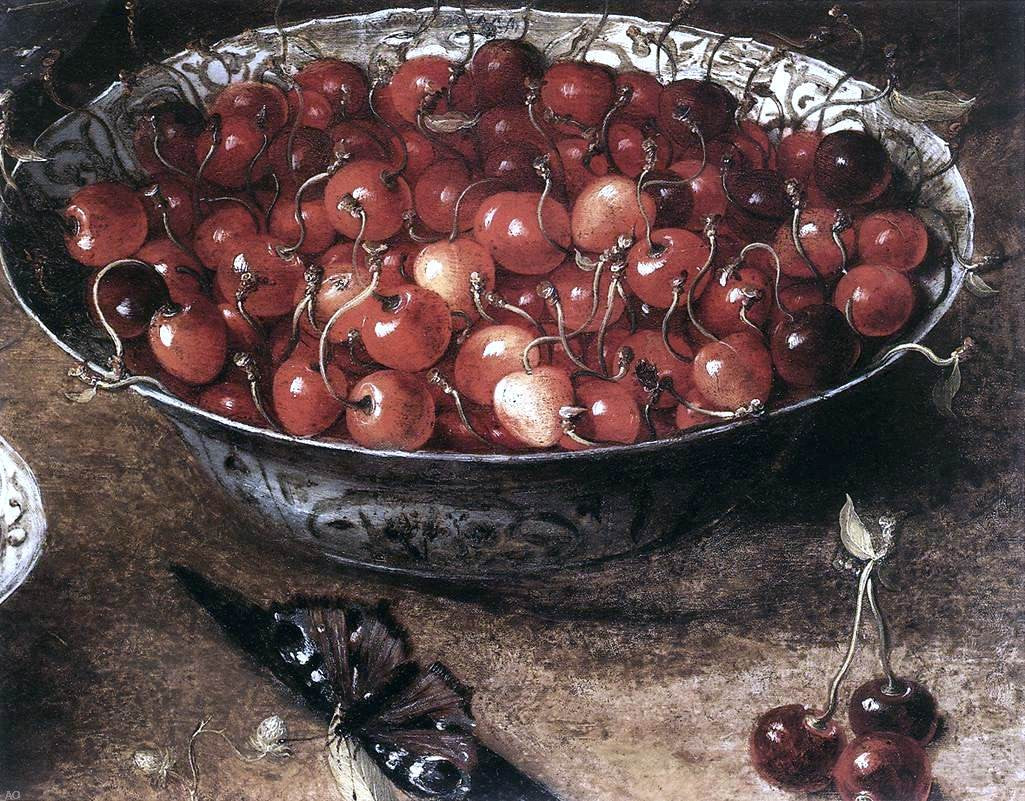 Osias Beert Still-Life with Cherries and Strawberries in China Bowls (detail) - Hand Painted Oil Painting