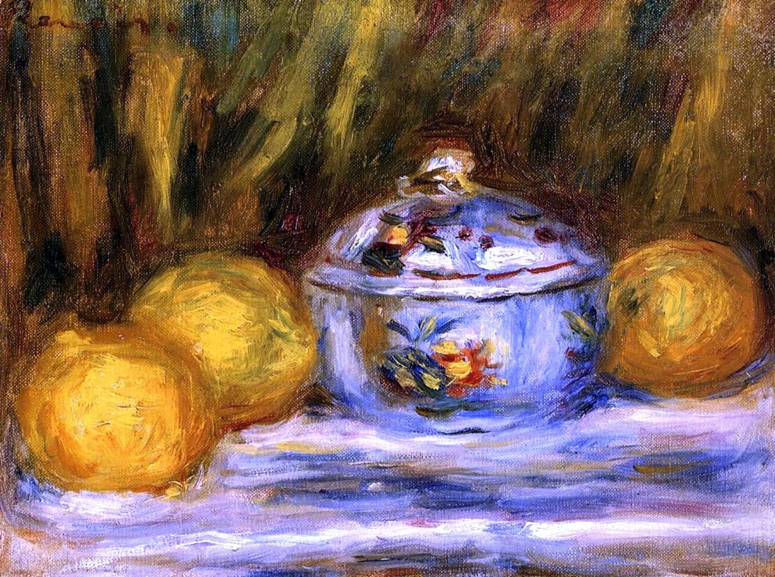 Pierre Auguste Renoir Sugar Bowl and Lemons - Hand Painted Oil Painting