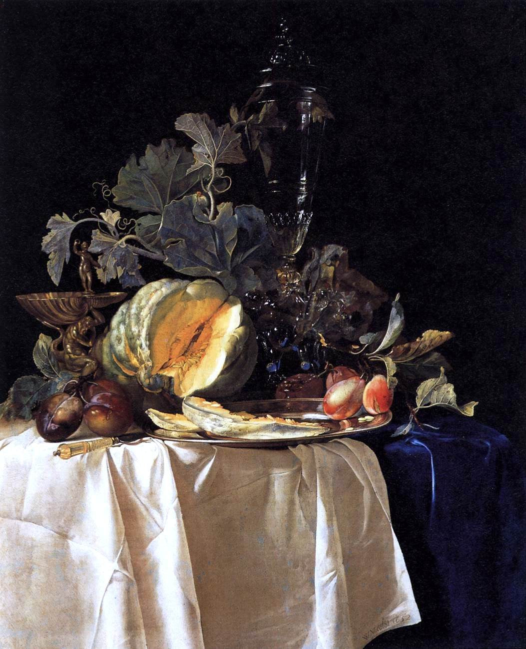 Willem Van Aelst Still-Life with Fruit and Crystal Vase - Hand Painted Oil Painting