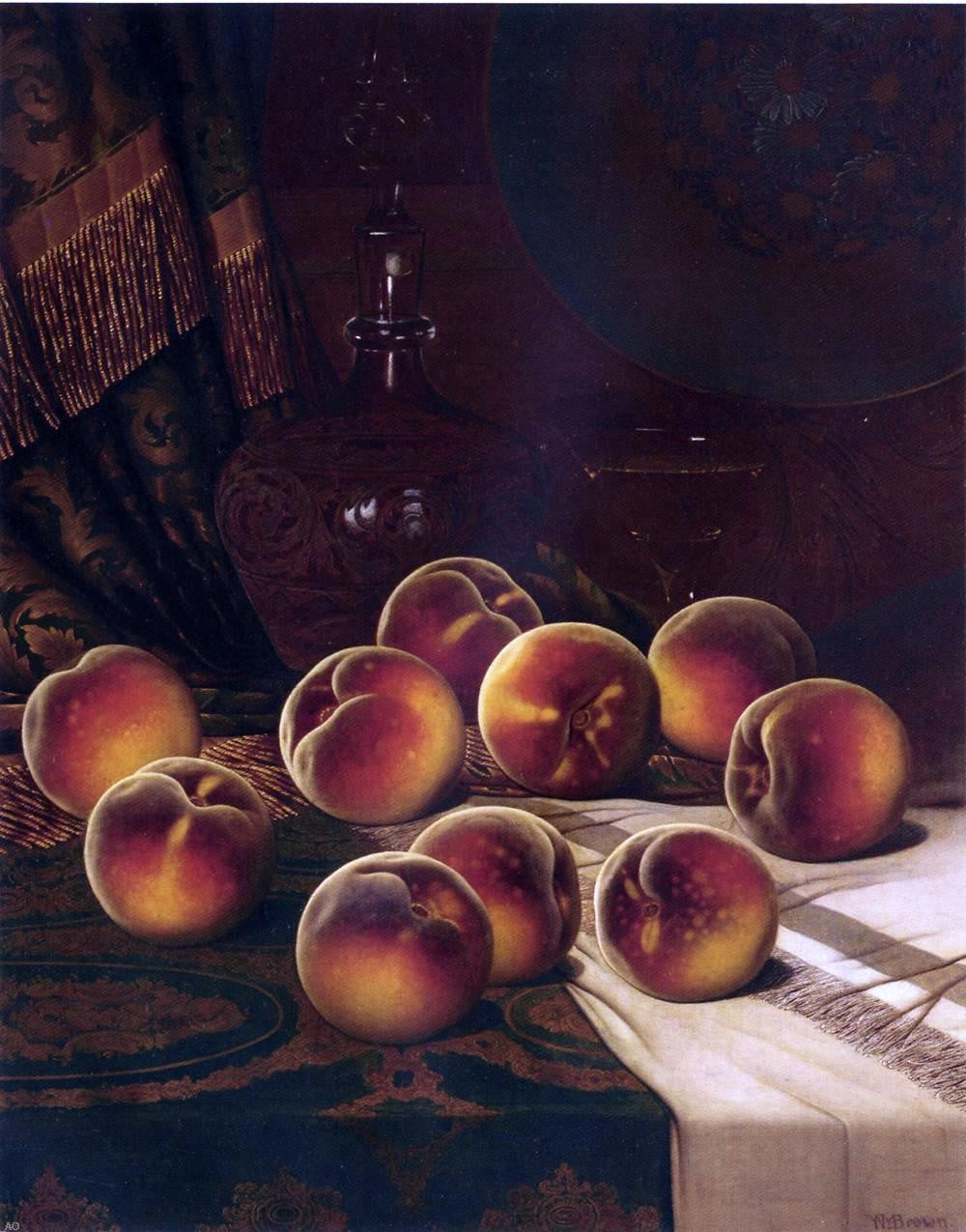 William Mason Brown Still Life with Peaches - Hand Painted Oil Painting