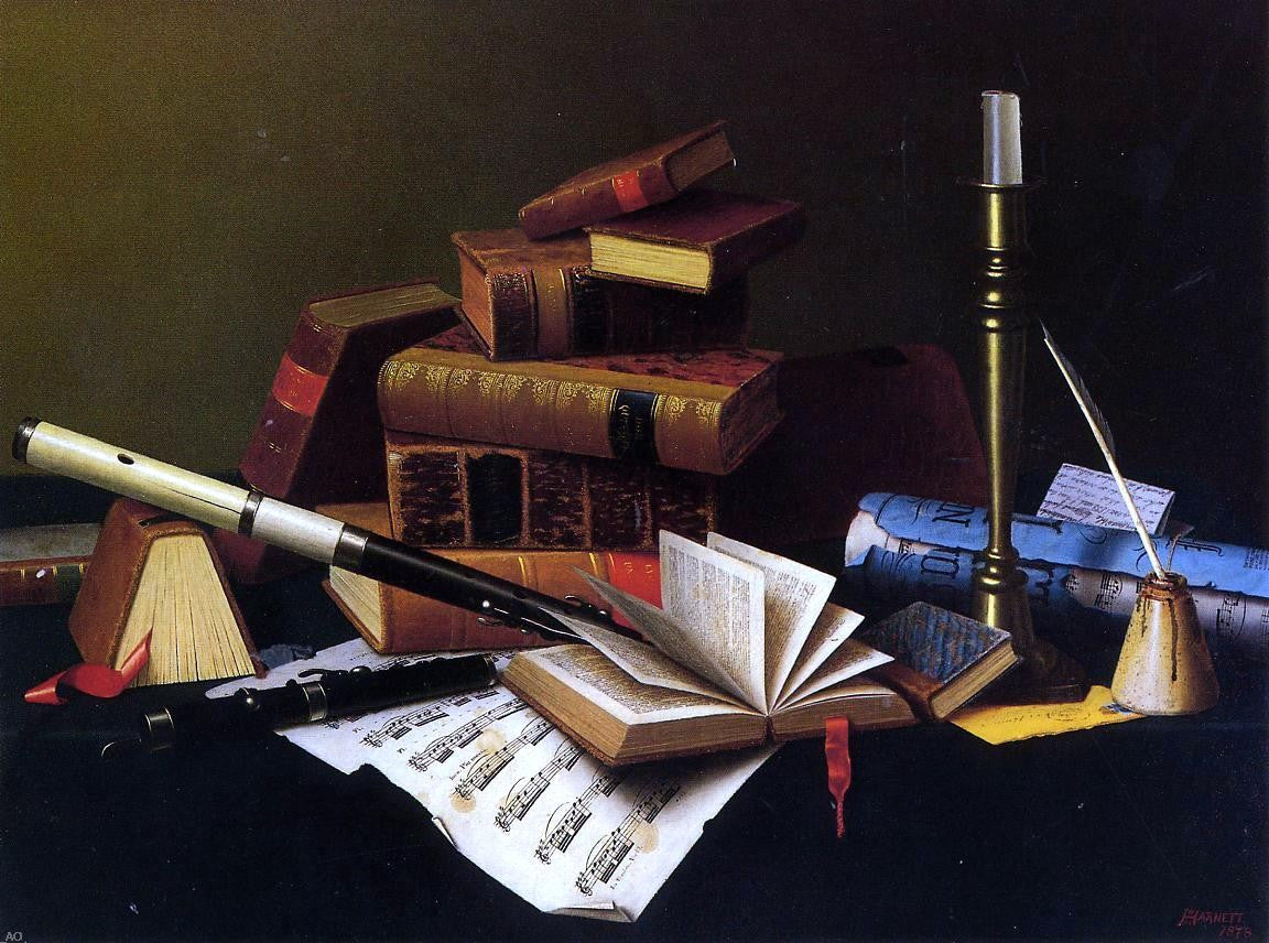 William Michael Harnett Music and Literature - Hand Painted Oil Painting