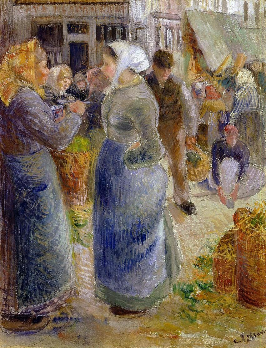 Camille Pissarro The Market - Hand Painted Oil Painting