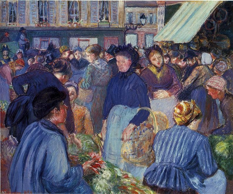 Camille Pissarro The Market at Gisors - Hand Painted Oil Painting
