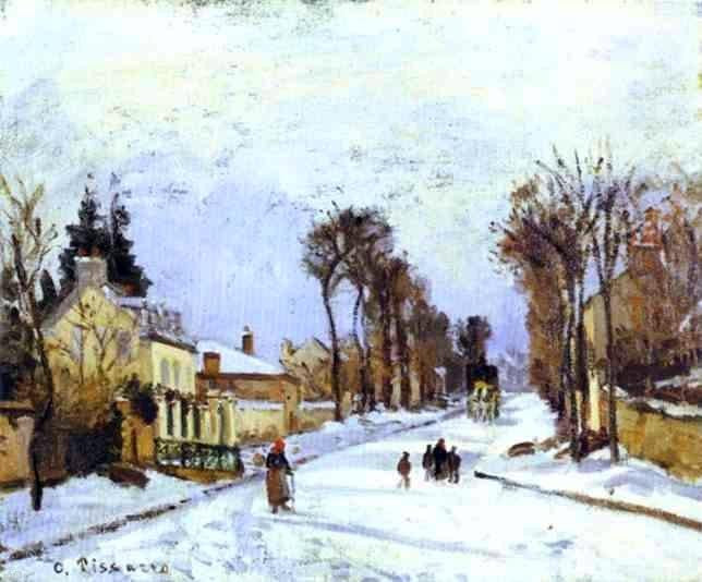Camille Pissarro The Road to Versailles at Louveciennes (also known as The Effect of Snow) - Hand Painted Oil Painting