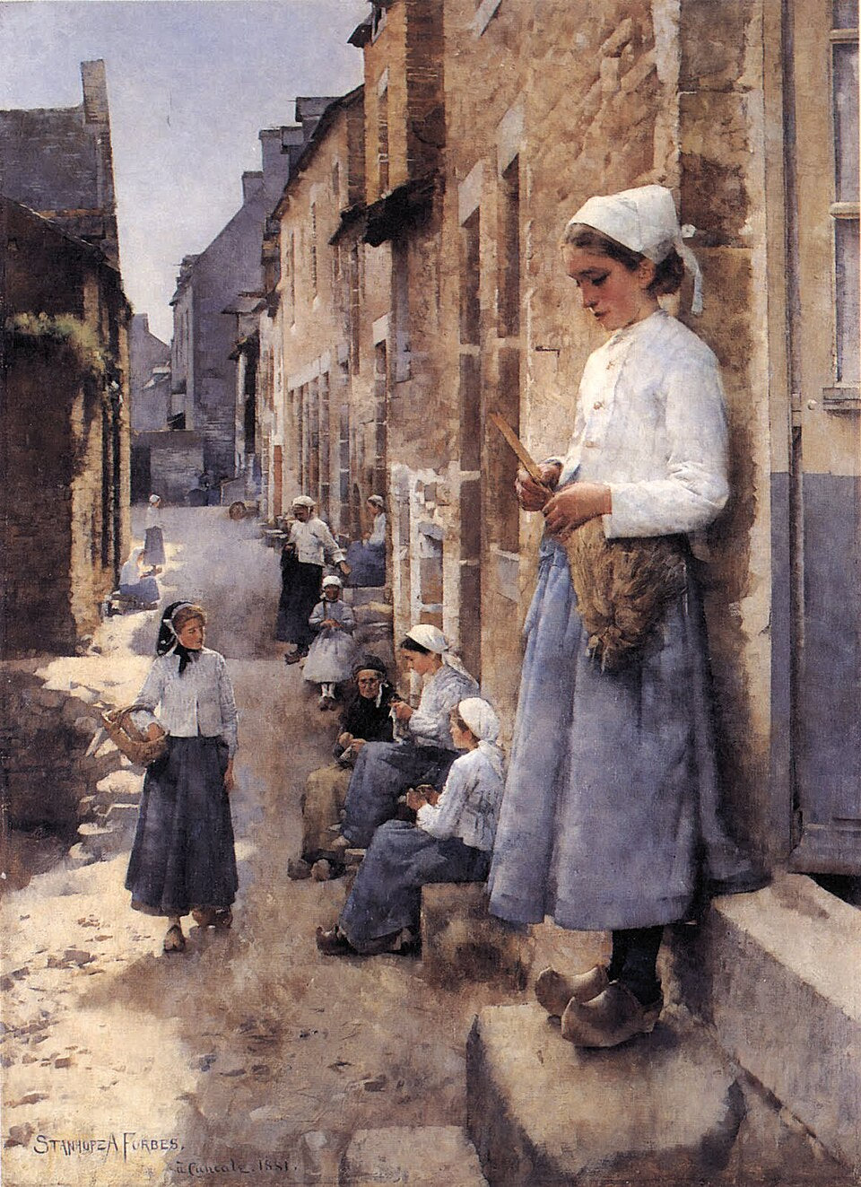 Stanhope Forbes A Street in Brittany - Hand Painted Oil Painting