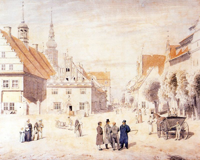 Caspar David Friedrich The Marketplace in Greifswald - Hand Painted Oil Painting