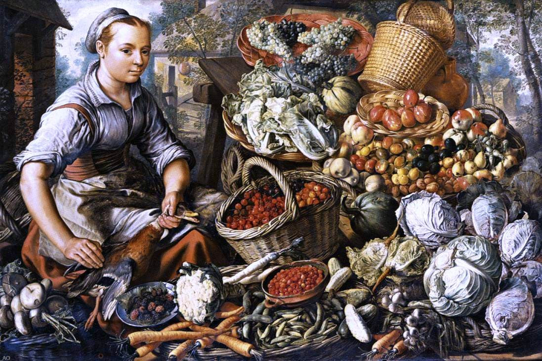Joachim Beuckelaer Market Woman with Fruit, Vegetables and Poultry - Hand Painted Oil Painting