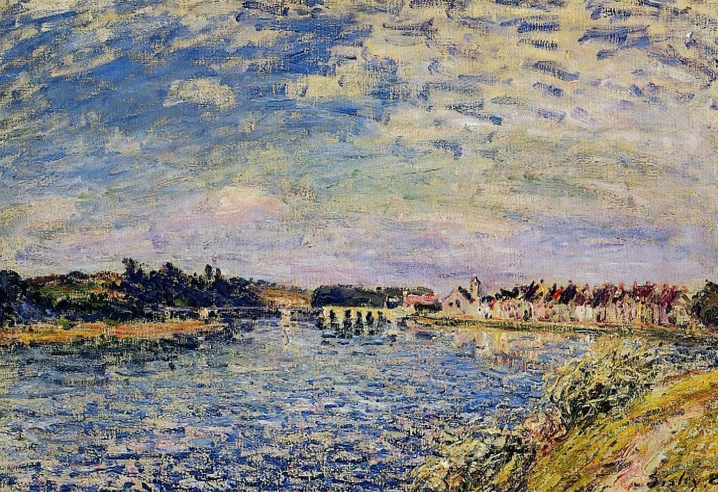 Alfred Sisley Saint-Mammes - Evening - Hand Painted Oil Painting