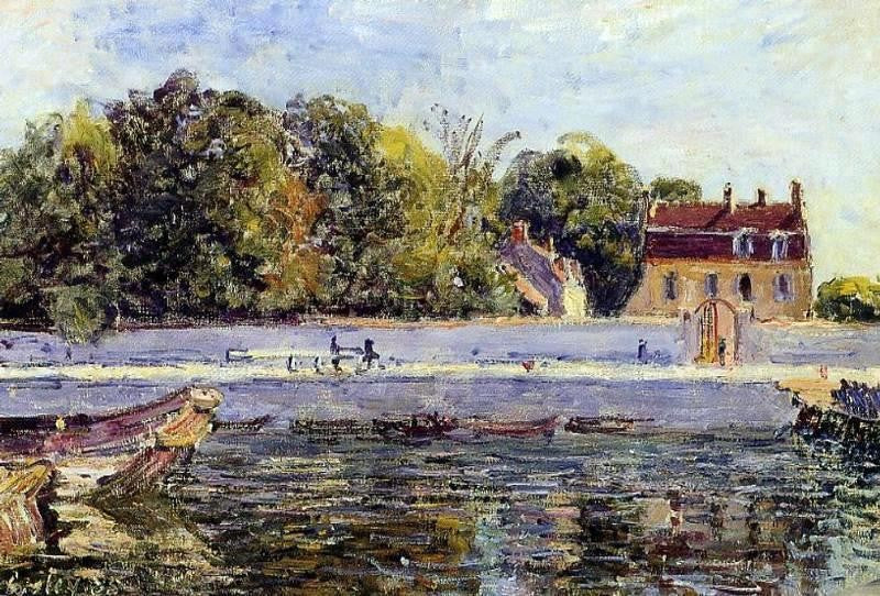 Alfred Sisley Saint-Mammes - House on the Canal du Loing - Hand Painted Oil Painting