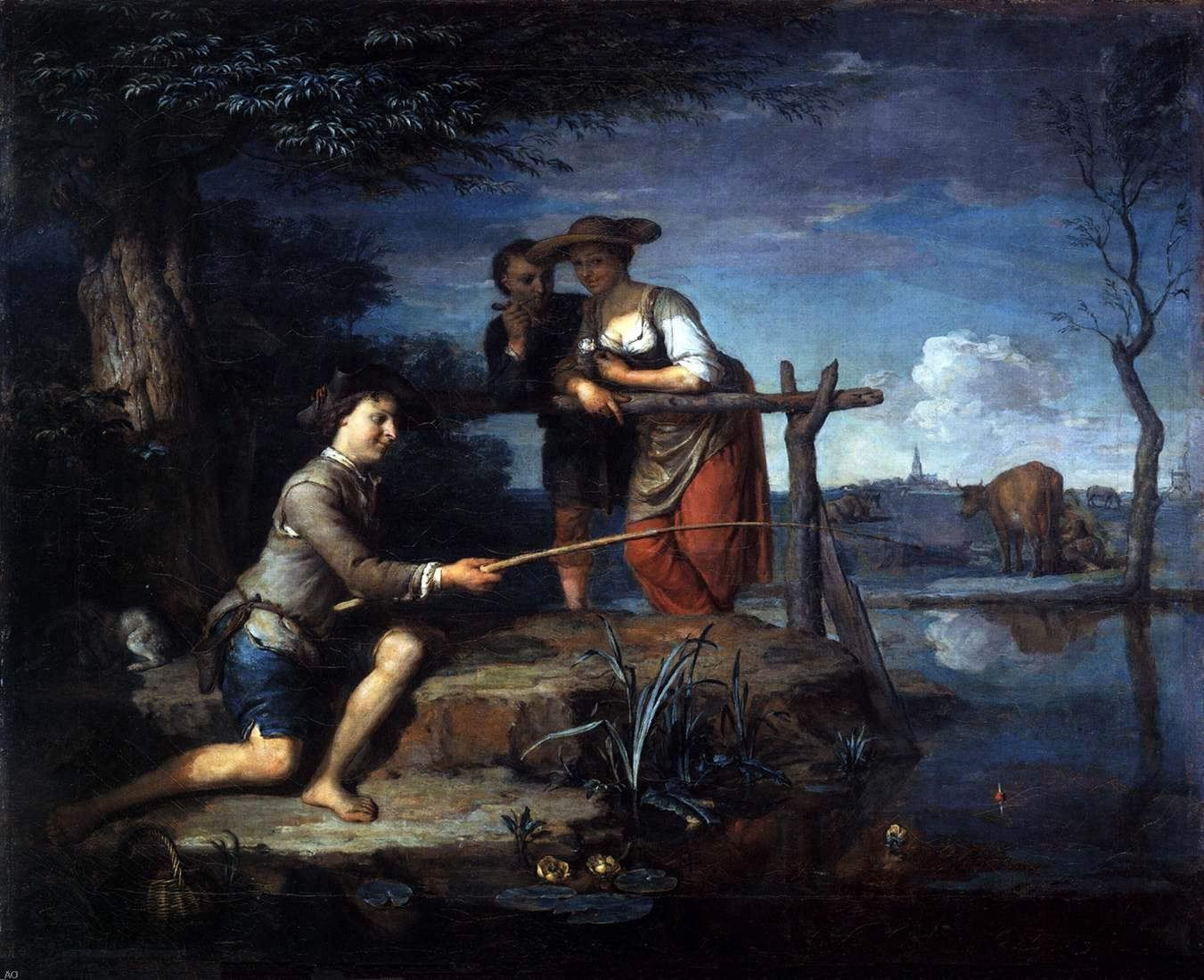 Carel De Moor Angler - Hand Painted Oil Painting