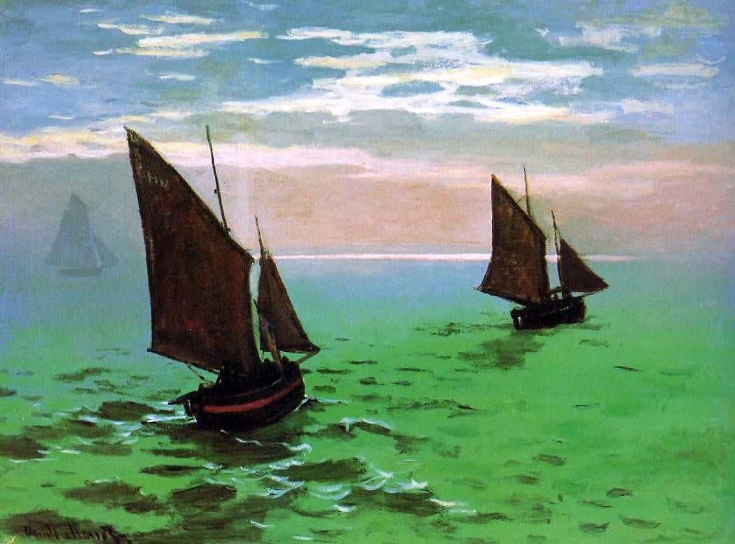 Claude Oscar Monet Fishing Boats at Sea - Hand Painted Oil Painting