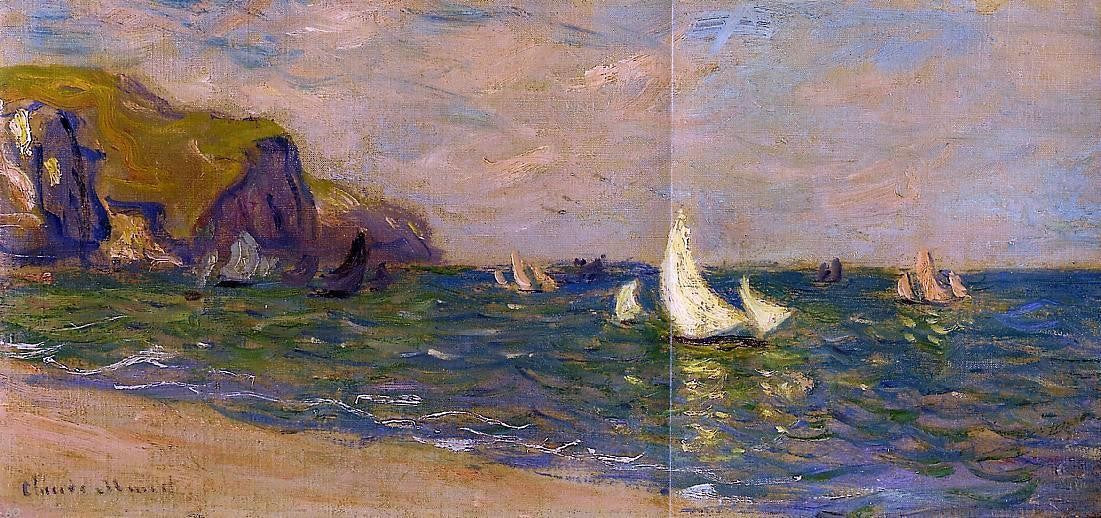 Claude Oscar Monet Sailboats at Sea, Pourville - Hand Painted Oil Painting