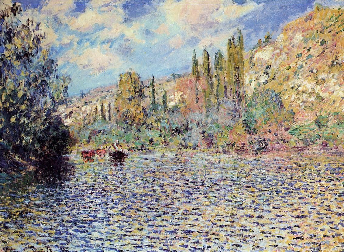 Claude Oscar Monet The Seine at Vetheuil - Hand Painted Oil Painting