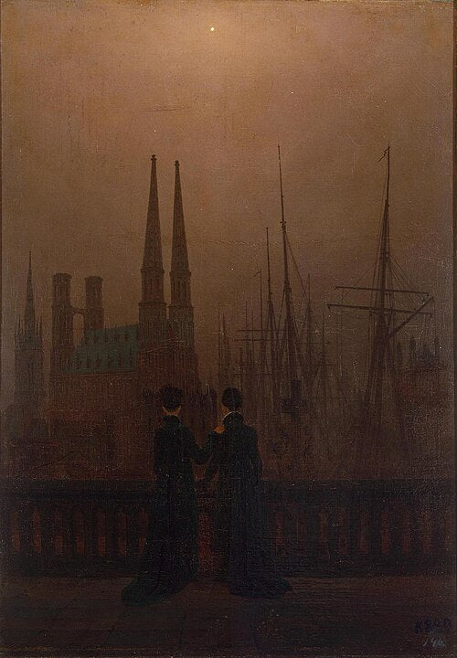 Caspar David Friedrich Night in a Harbour - Hand Painted Oil Painting