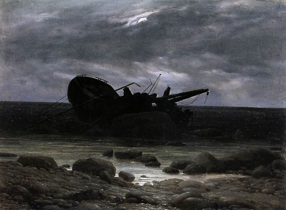 Caspar David Friedrich Wreck in the Moonlight - Hand Painted Oil Painting