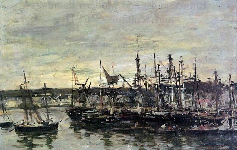 Eugene-Louis Boudin Portrieux, the Port - Hand Painted Oil Painting