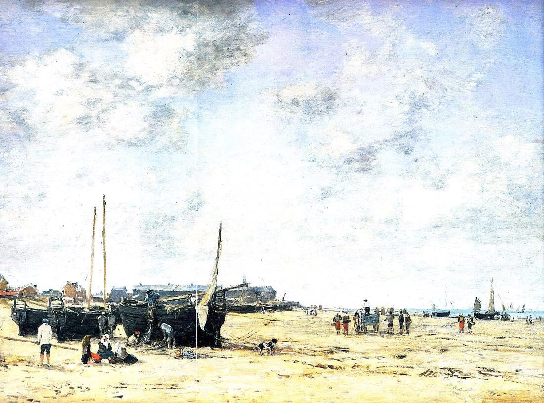 Eugene-Louis Boudin The Beach at Berck - Hand Painted Oil Painting