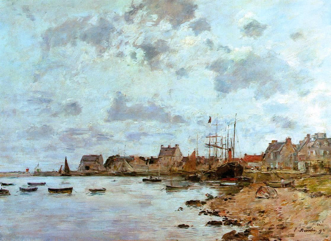 Eugene-Louis Boudin The Port at Saint-Vaast-la-Houghe - Hand Painted Oil Painting