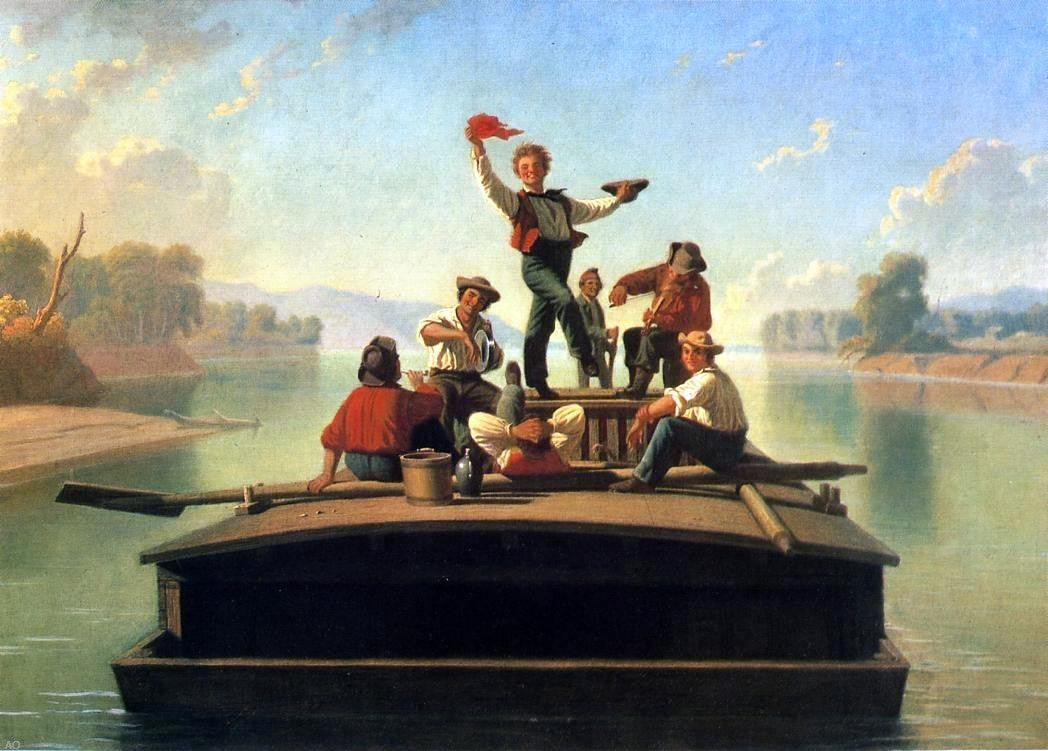 George Caleb Bingham The Jolly Flatboatmen (2nd version) - Hand Painted Oil Painting