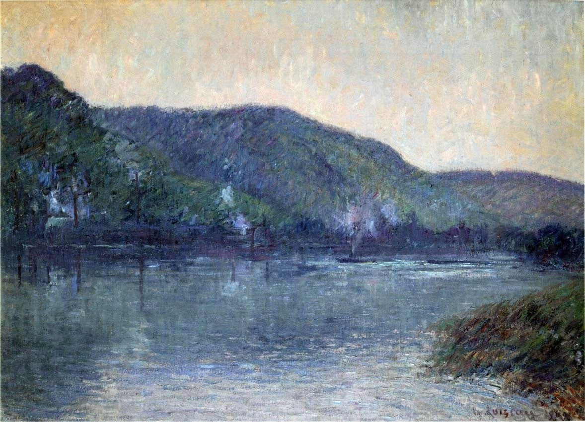 Gustave Loiseau Boats on the Seine at Oissel - Hand Painted Oil Painting