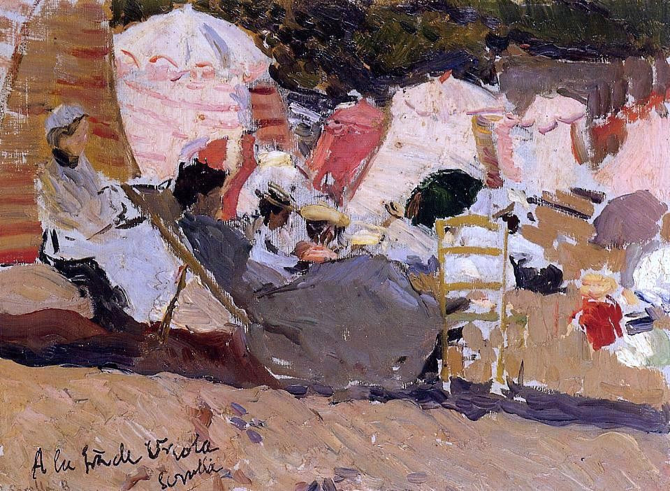 Joaquin Sorolla Y Bastida The Beach at Biarritz - Hand Painted Oil Painting