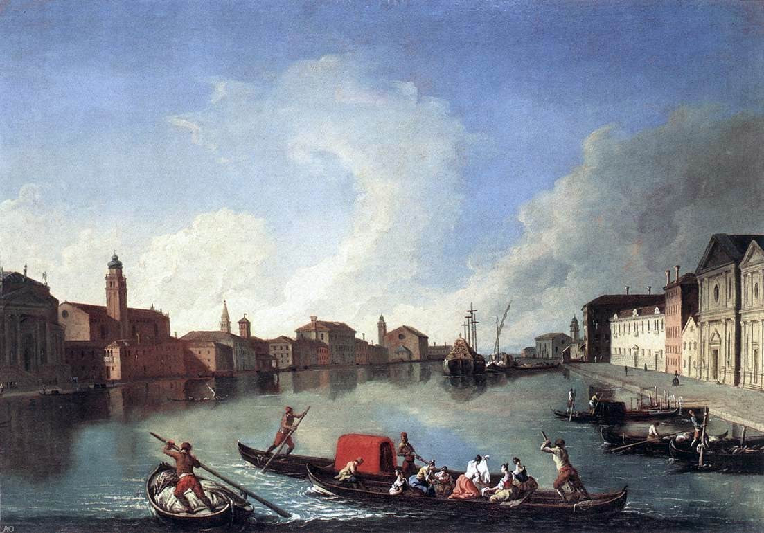 Johan Richter View of the Giudecca Canal - Hand Painted Oil Painting