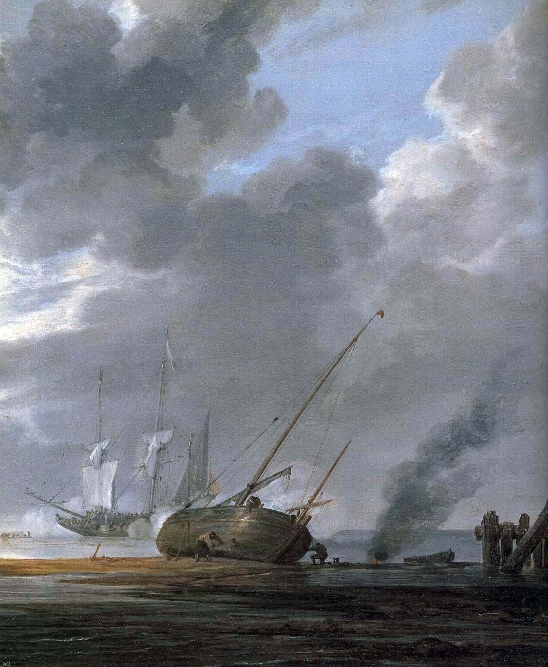 Simon De Vlieger Seascape in the Morning (detail) - Hand Painted Oil Painting