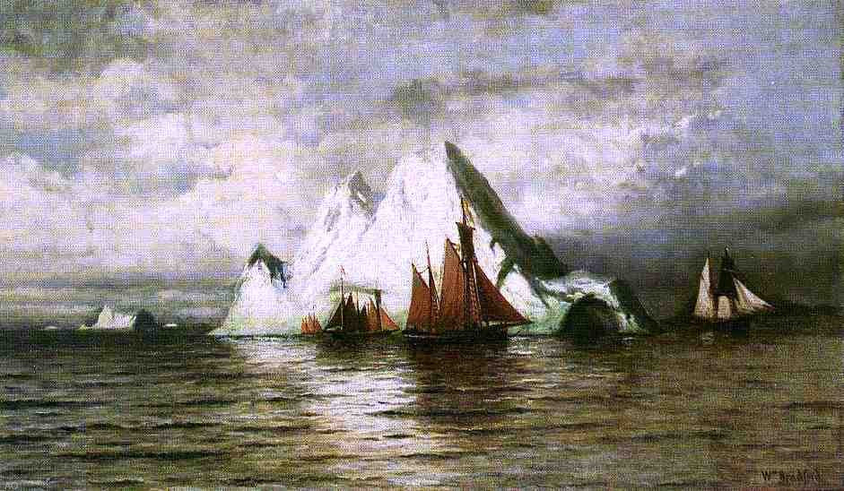 William Bradford Fishing Boats and Icebergs - Hand Painted Oil Painting