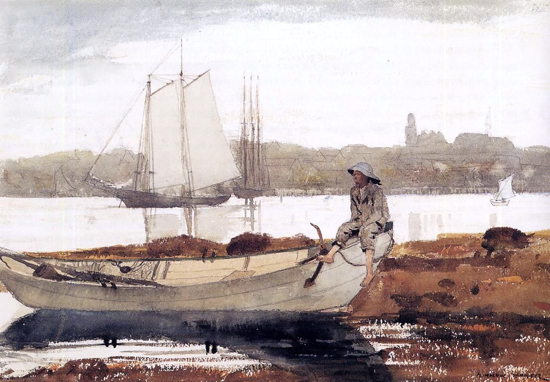 Winslow Homer Gloucester Harbor and Dory - Hand Painted Oil Painting