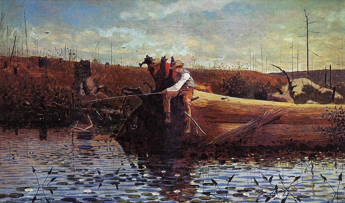 Winslow Homer Waiting for a Bite - Hand Painted Oil Painting
