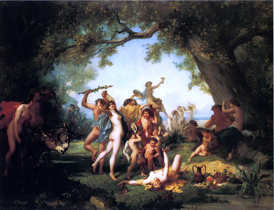 Aime-Gabriel-Adolphe Bourgoin Bacchanal - Hand Painted Oil Painting