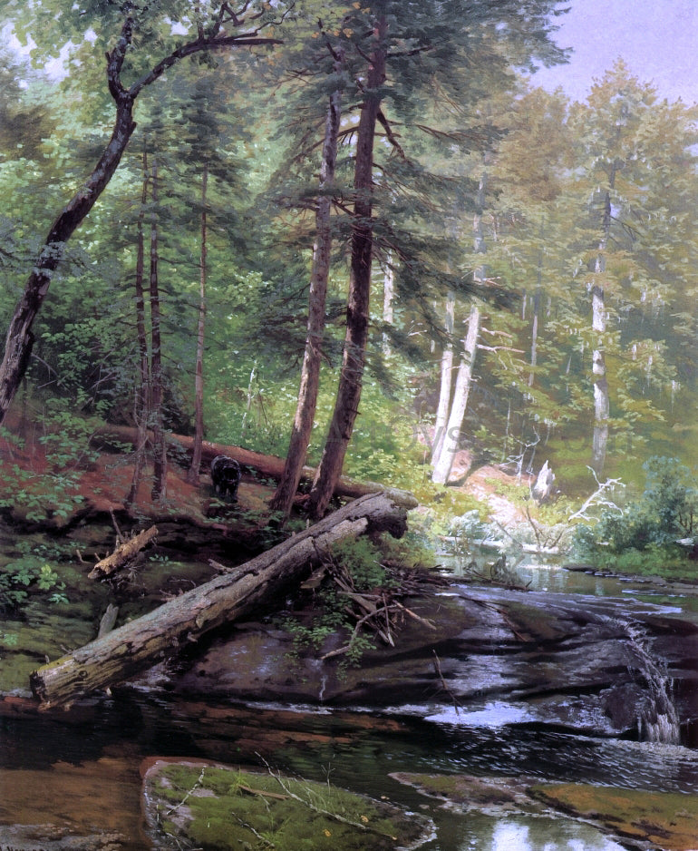 Herman Herzog A Bear Approaching a Forest Stream - Hand Painted Oil Painting
