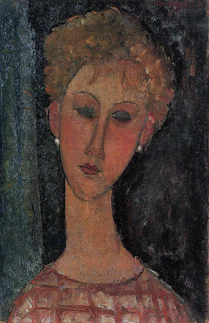 Amedeo Modigliani A Blond Wearing Earings - Hand Painted Oil Painting