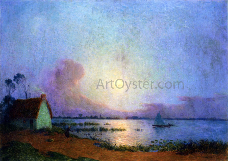 Ferdinand Du Puigaudeau A Blue Evening over the Grande Briere Marsh - Hand Painted Oil Painting