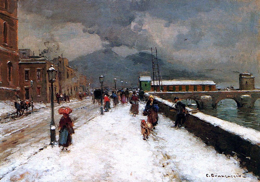 Carlo Brancaccio Blustery Winter Day - Hand Painted Oil Painting