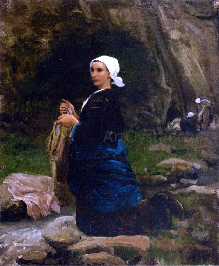 Jules-Adolphe Breton A Breton Laundress - Hand Painted Oil Painting