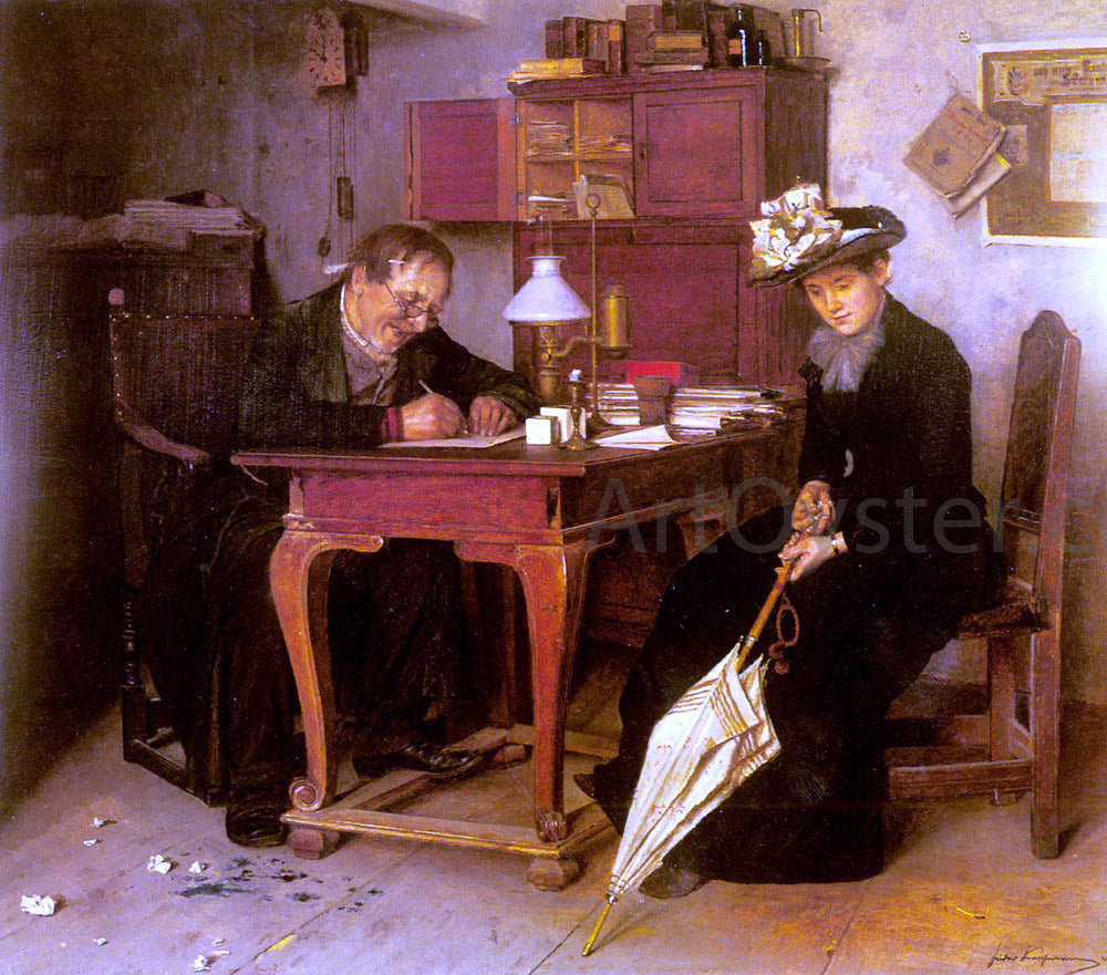 Isidor Kaufmann A Business Transaction - Hand Painted Oil Painting