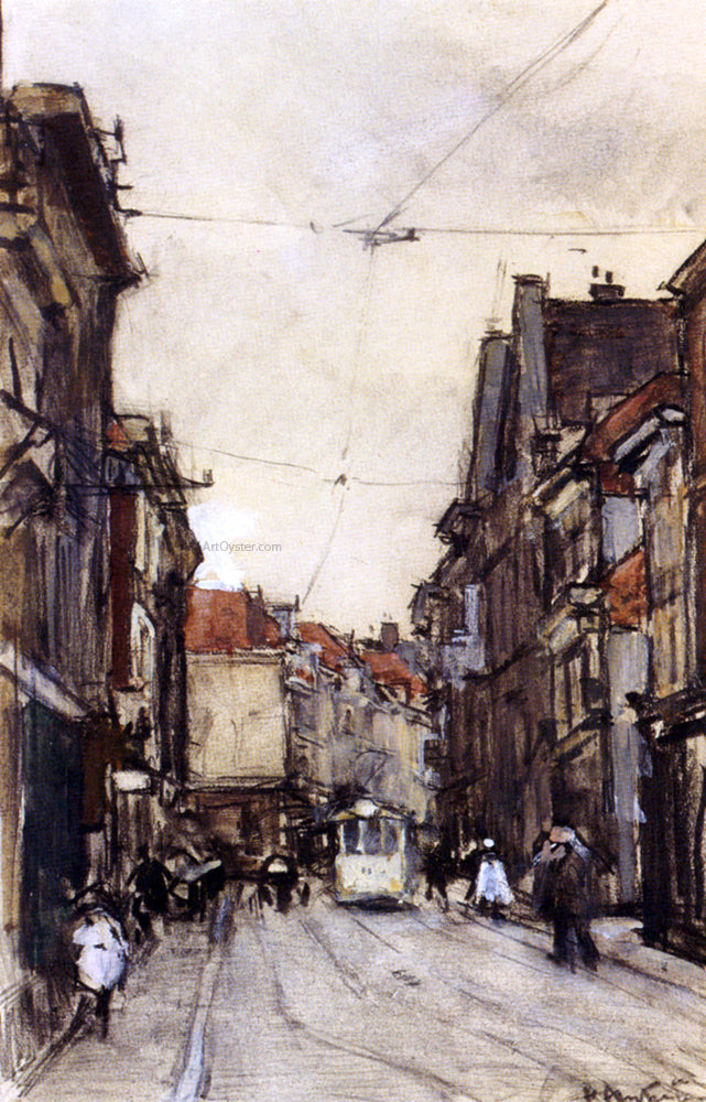 Floris Arntzenius A Busy Street, The Hague - Hand Painted Oil Painting