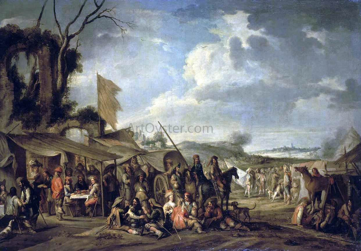Cornelis De Wael Camp by the Ruins - Hand Painted Oil Painting