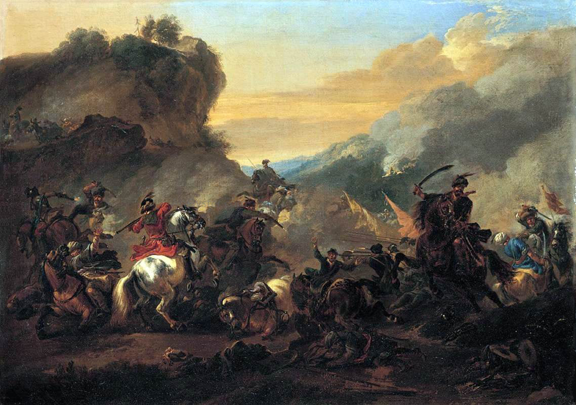 Jan Wyck A Cavalry Battle Scene - Hand Painted Oil Painting