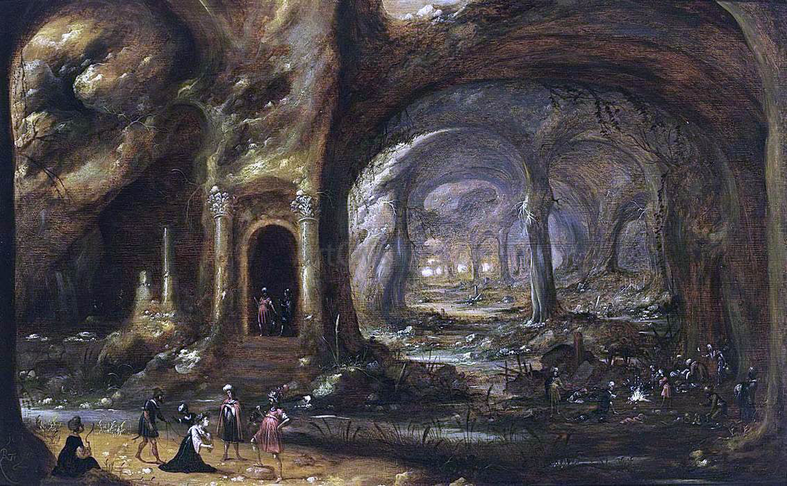 Rombout Van Troyen Cave with Soldiers Capturing a Woman - Hand Painted Oil Painting
