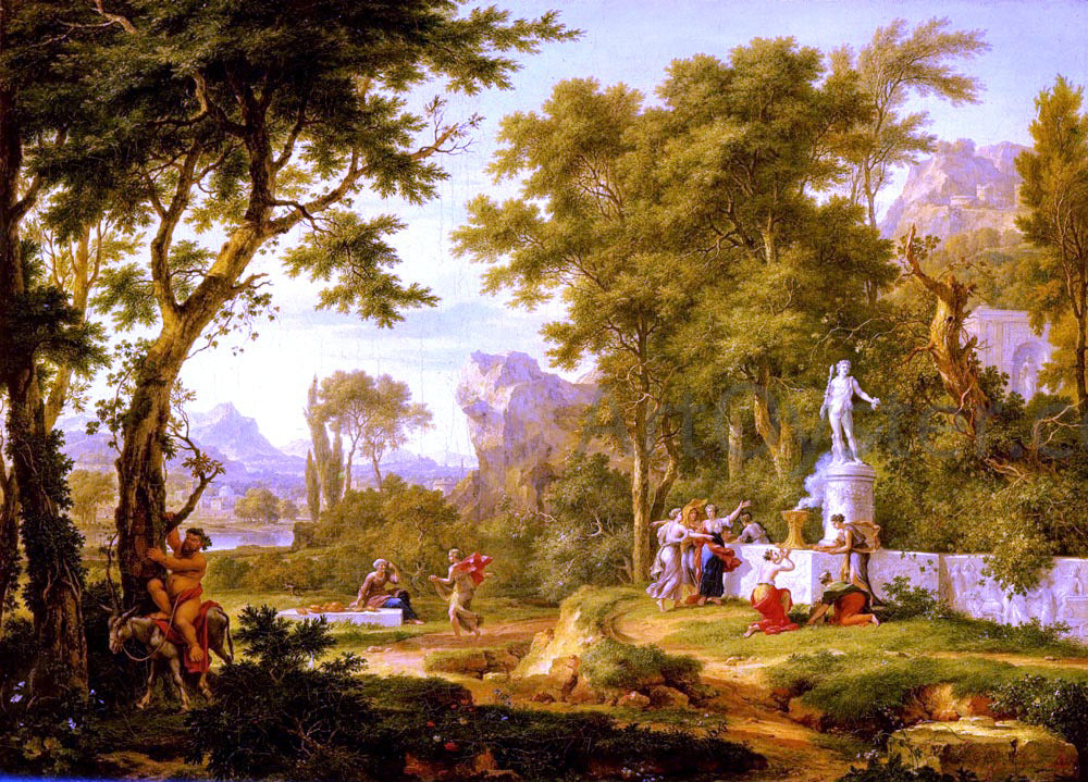 Jan Van Huysum A classical landscape with the Worship of Bacchus - Hand Painted Oil Painting