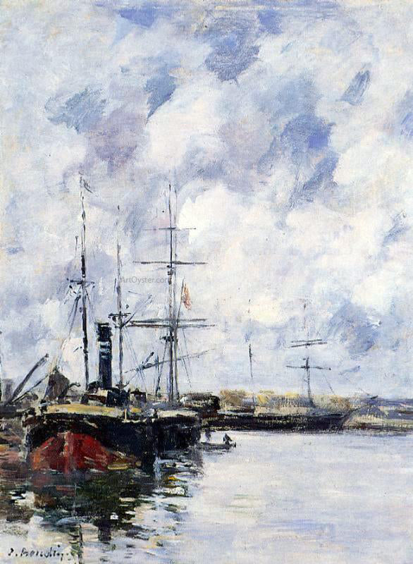 Eugene-Louis Boudin A Corner of the Deauville Basin - Hand Painted Oil Painting