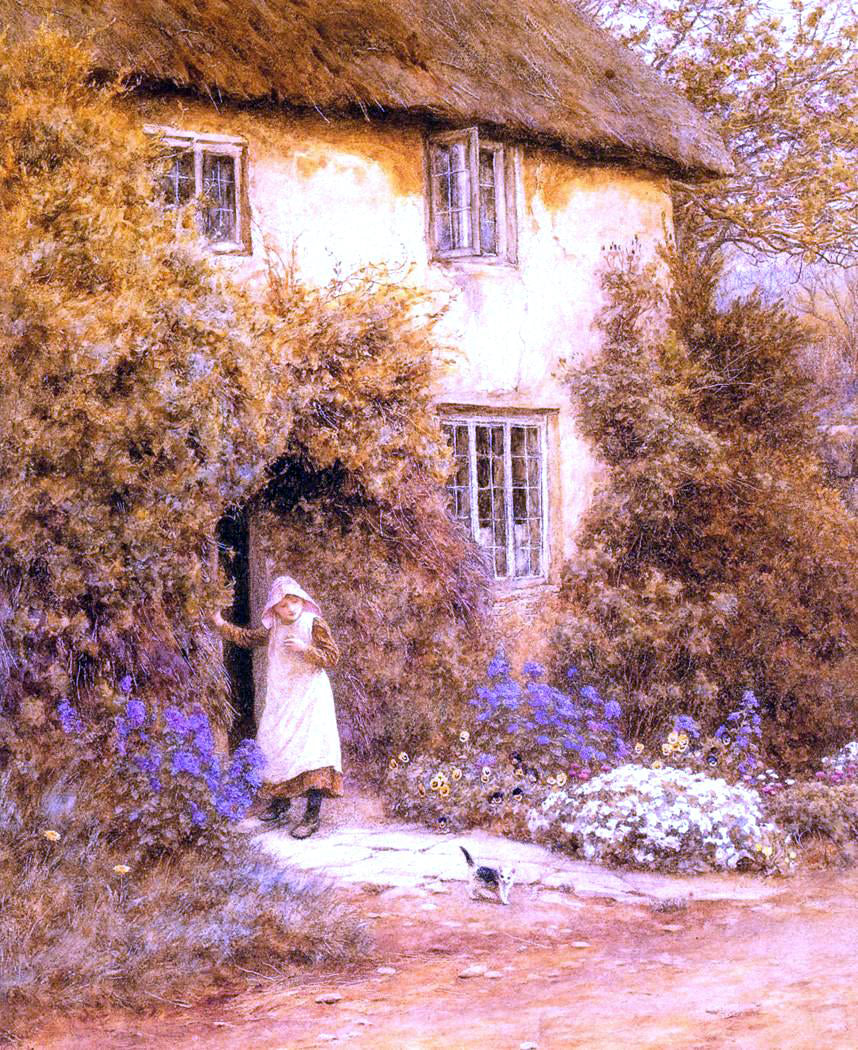Helen Allingham A Cottage Door - Hand Painted Oil Painting
