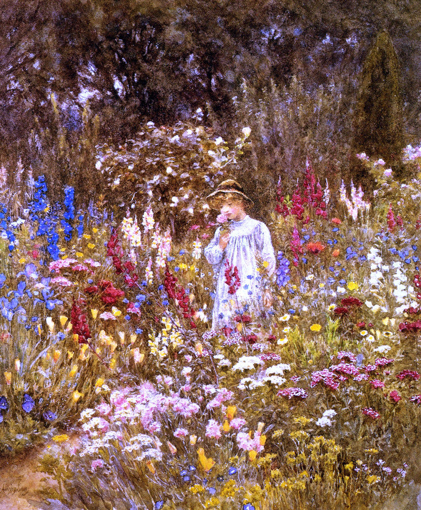 Helen Allingham A Cottage Garden - Hand Painted Oil Painting