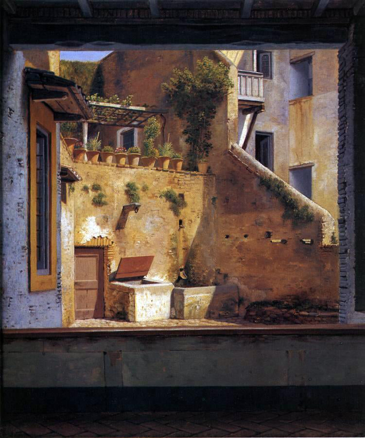 Christoffer Wilhelm Eckersberg A Courtyard in Rome - Hand Painted Oil Painting